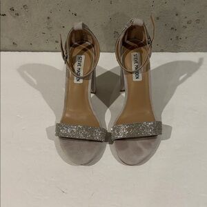 Steve Madden Gray Kalina Embellished Suede Ankle-Strap Sandals - Size 7